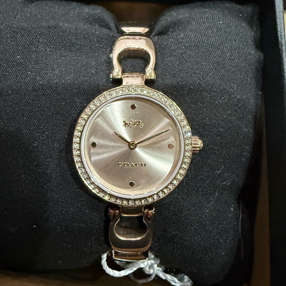 Coach Gold Women's Watch with rhinestone dial and “C” shoulder NWT